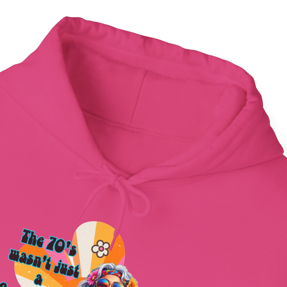 Retro Hippie Hoodie – "The 70's wasn't your generation it was mine" Colorful Boho Graphic