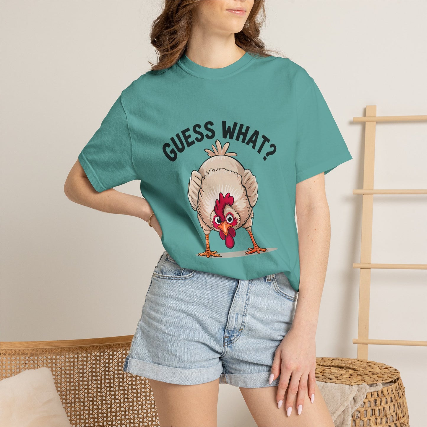 Chicken Butt T-Shirt "Guess What? Chicken Butt!" Funny Novelty Tee Conversation Starter Humorous Statement