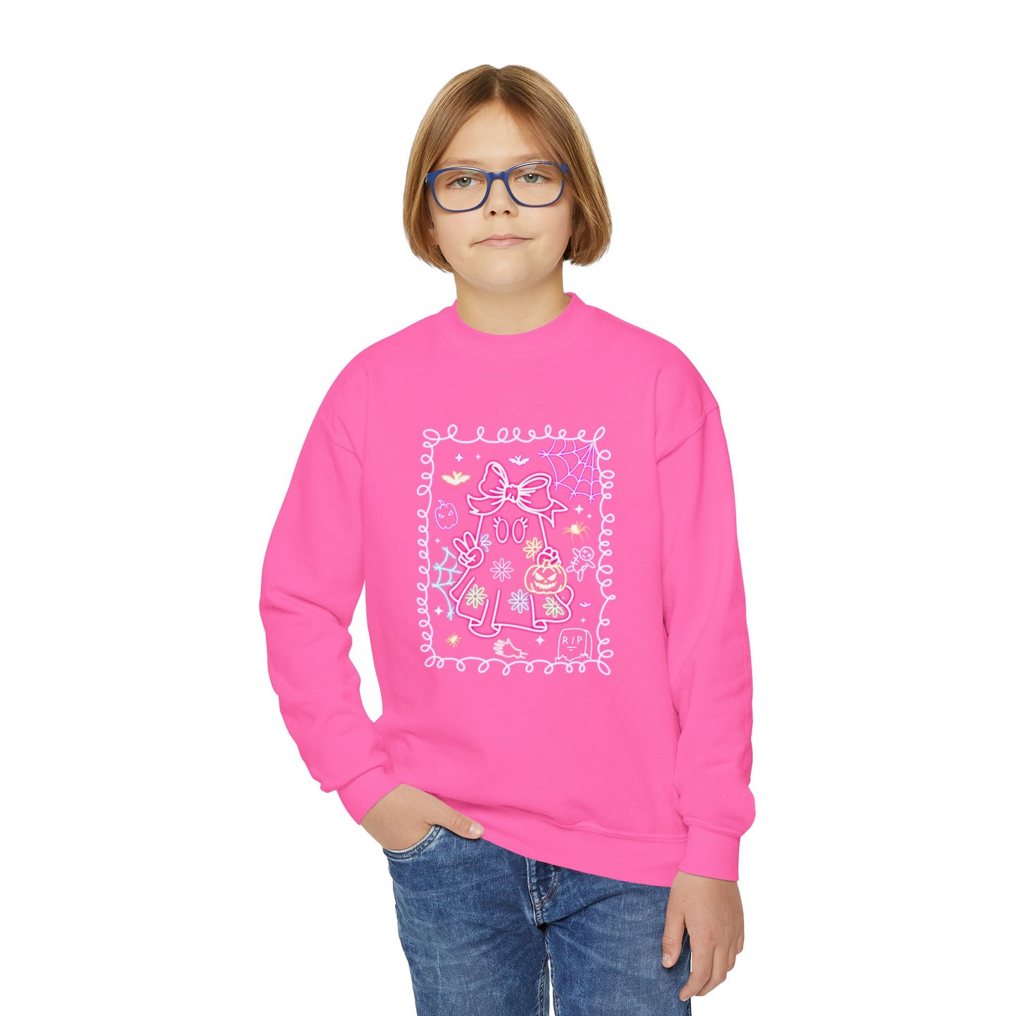 Sweatshirt Youth Crewneck Sweatshirt Cute Pastel Floral Design Cozy Gift for Kids Perfect for Birthdays Spring and Everyday Wear