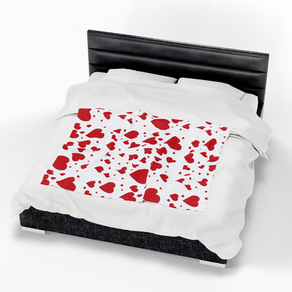 Velveteen Plush Blanket — Red Heart Pattern Cozy Throw for Valentine’s Day & Romantic Gifts