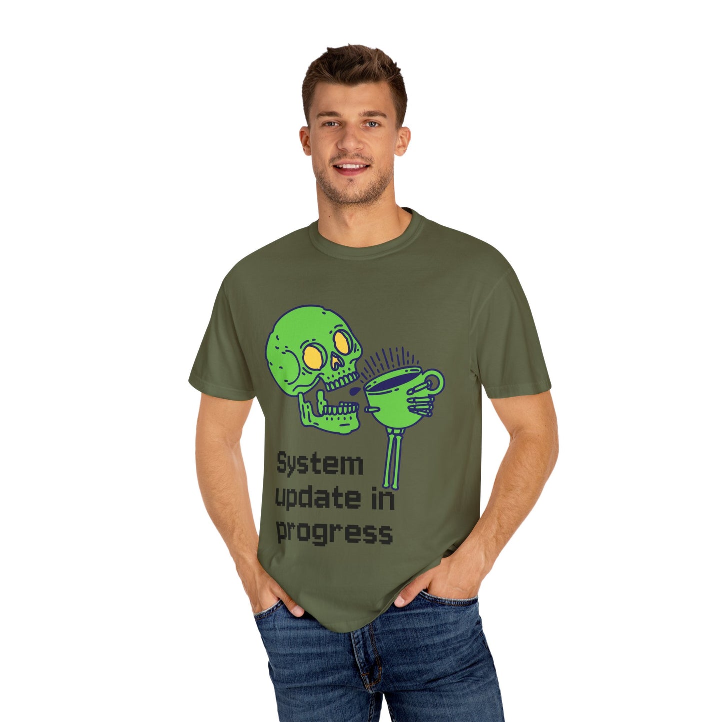 T-Shirt Funny Skeleton T-Shirt Unisex Graphic Tee Halloween Shirt Casual Wear Gift for Tech Lovers Humor Apparel