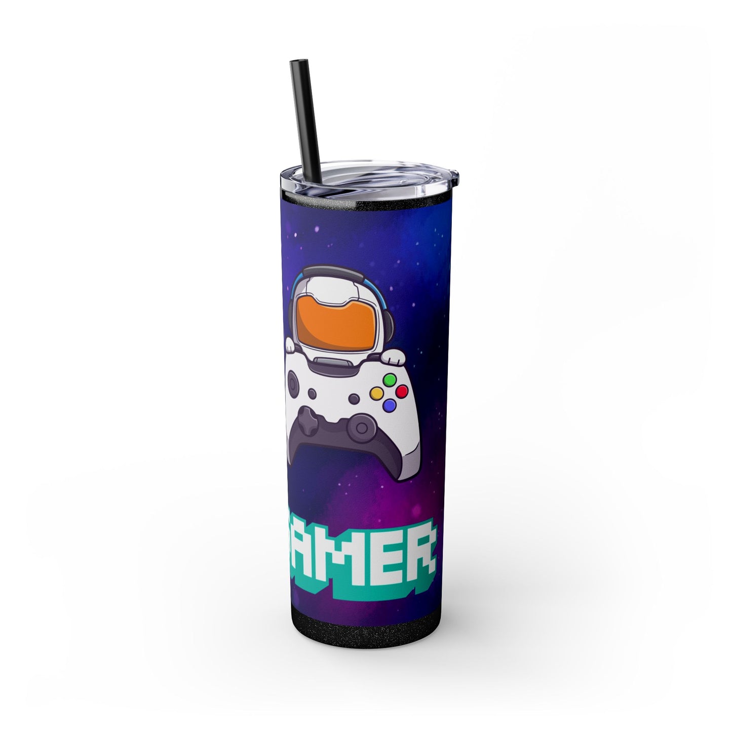 Tumbler Travel Cup Personalized Gamer Skinny Tumbler with Straw - 20oz - Cool Space Design