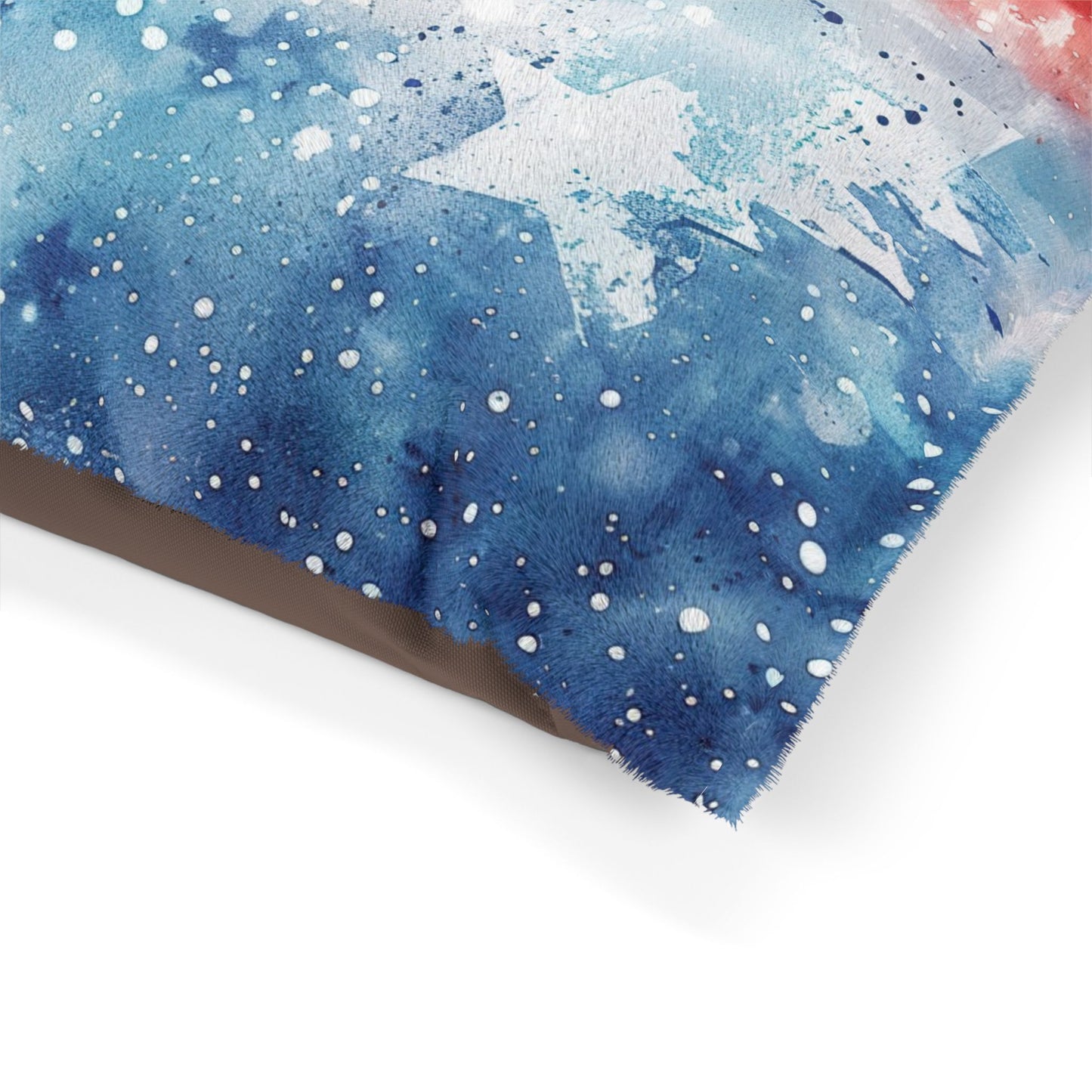 Stars & Stripes Watercolor Pet Bed — Patriotic Red White Blue Dog Cushion