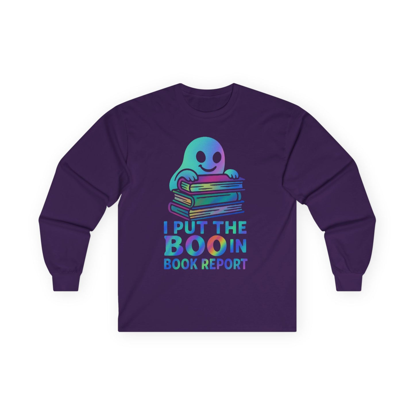T-Shirt Whimsical Long Sleeve Tee for Book Lovers Halloween Shirt Cozy All-Seasons Top Fun Gift for Readers Book Report Humor Teacher Gift