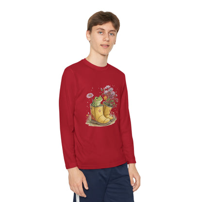 Youth Long Sleeve Tee — Froggy Garden Boots Illustration
