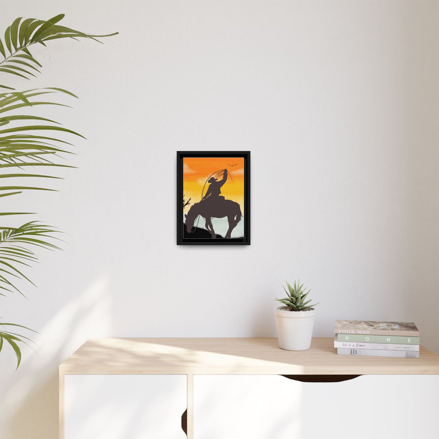 Framed Cowboy Rodeo Art Print Canvas Wall Decor Western Home Decor Rustic Cowboy Gift Equestrian Wall Art Country Themed Art Housewarming Gift
