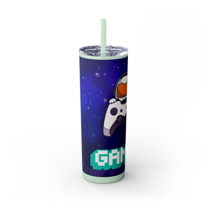 Tumbler Travel Cup Personalized Gamer Skinny Tumbler with Straw - 20oz - Cool Space Design