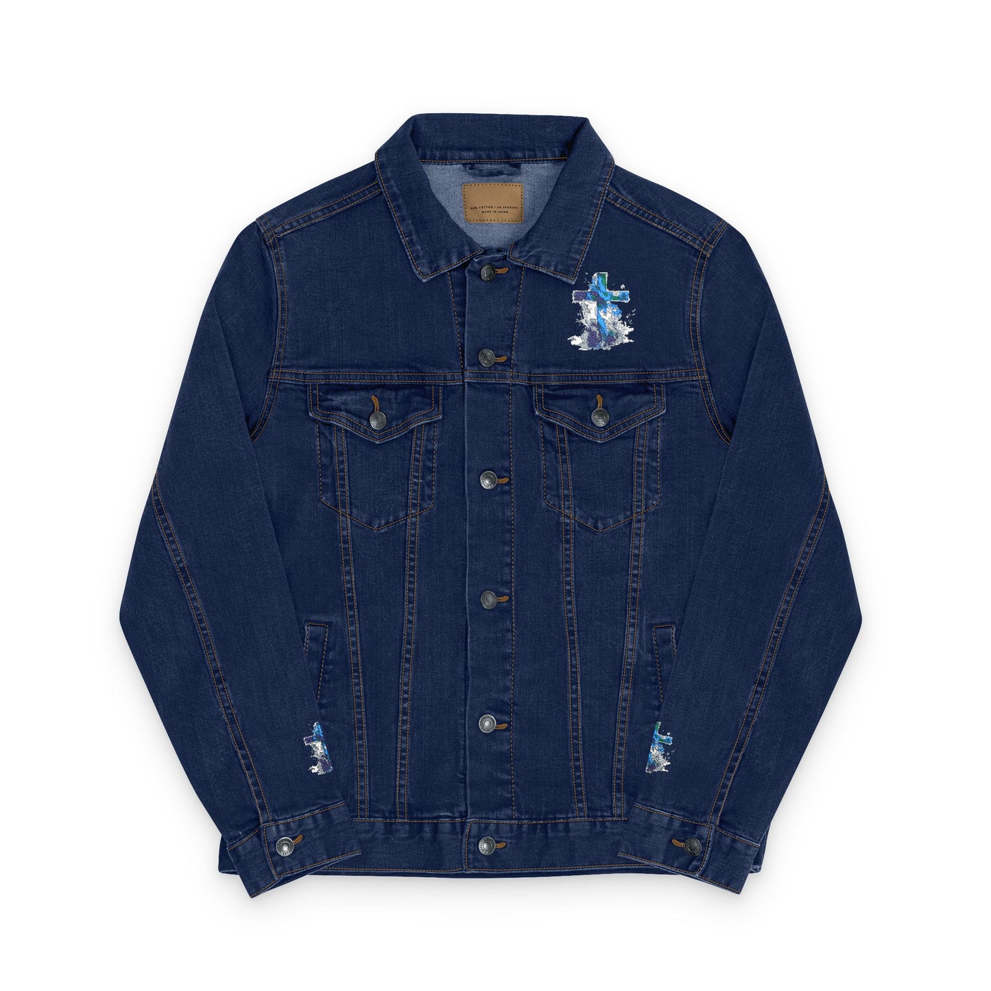 Denim Jacket Embroidered Unisex Denim Jacket Boho Style Jacket Denim Outerwear for Him Casual Jacket Unique Gift for Her