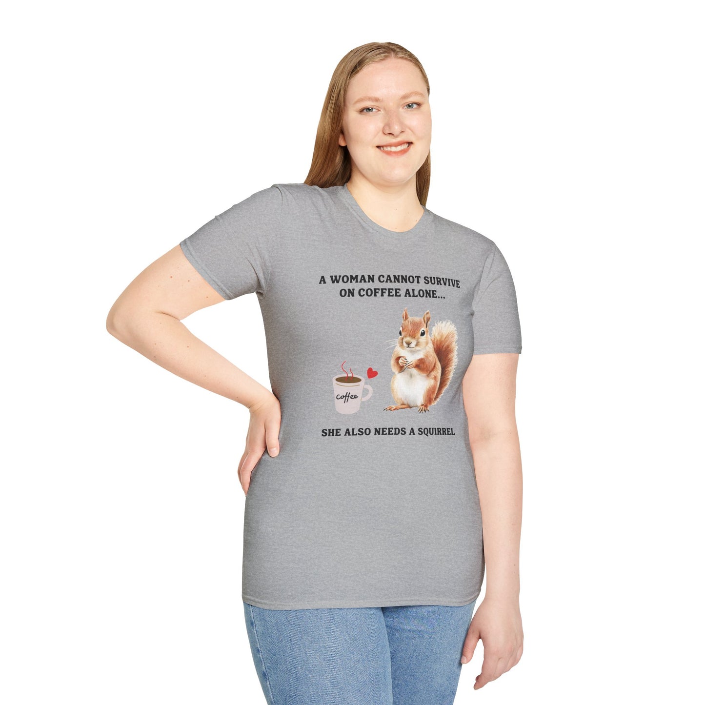 Coffee and Squirrel T-Shirt Cute Squirrel Illustration Coffee Lover Tee Fun Tee