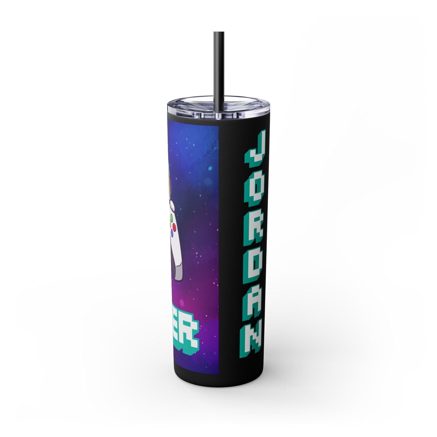 Tumbler Travel Cup Personalized Gamer Skinny Tumbler with Straw - 20oz - Cool Space Design