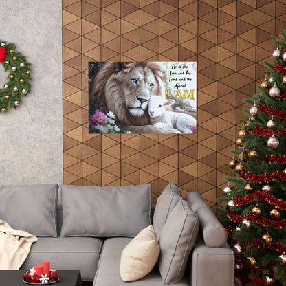 Lion and Lamb Matte Horizontal Poster — "He is the Lion and the Lamb" Christian Wall Art