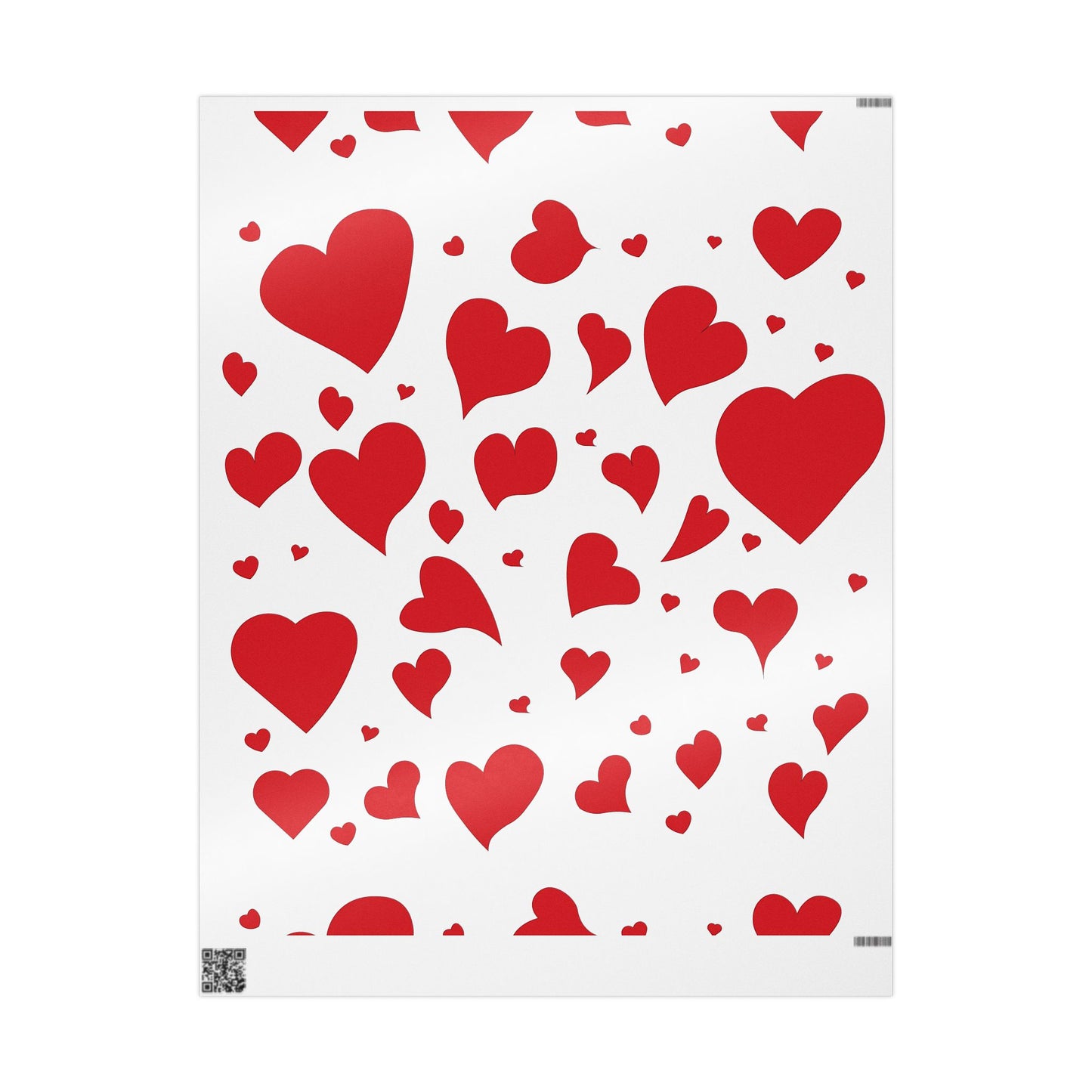 Valentine Heart Pattern Wrapping Paper Roll — Red Hearts Gift Wrap for Valentine's Day & Anniversaries