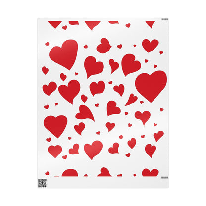 Valentine Heart Pattern Wrapping Paper Roll — Red Hearts Gift Wrap for Valentine's Day & Anniversaries