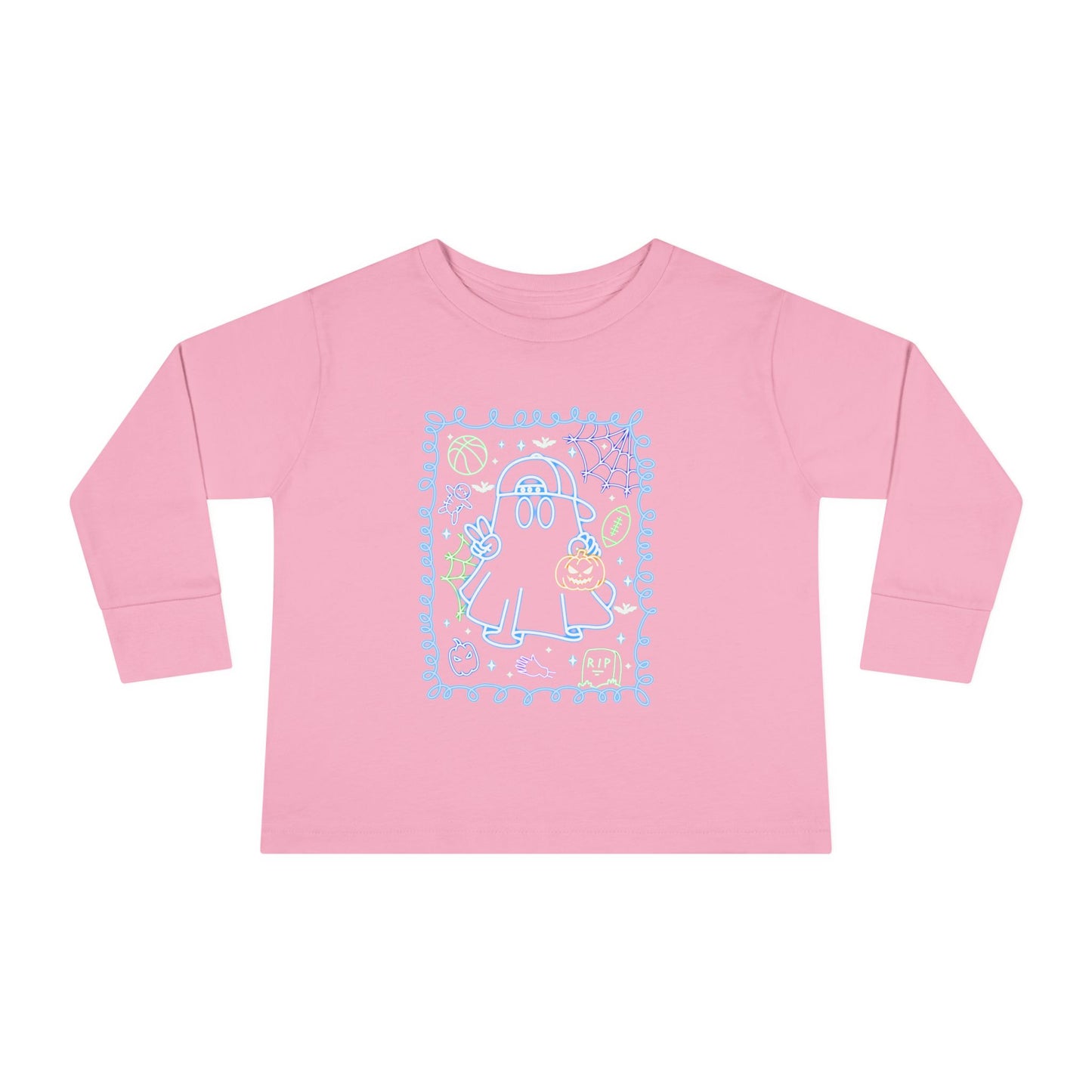 T-Shirt Cute Ghost Toddler Long Sleeve Tee Halloween Gift Kids' Halloween Shirt Autumn Outfit Playful Toddler Clothing