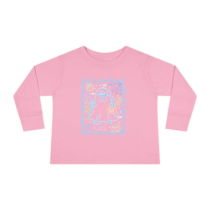 T-Shirt Cute Ghost Toddler Long Sleeve Tee Halloween Gift Kids' Halloween Shirt Autumn Outfit Playful Toddler Clothing