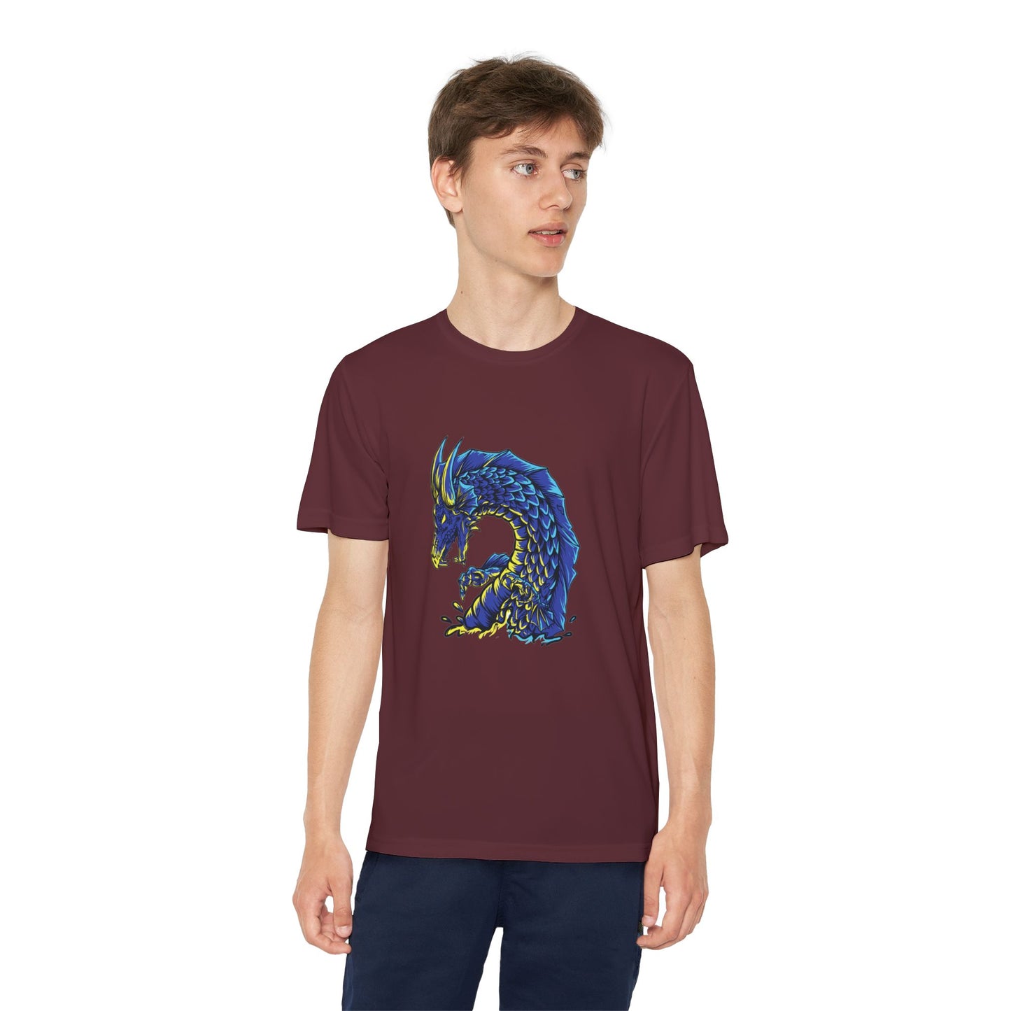 T-Shirt  Youth Dragon Graphic Tee Competitive Spirit Shirt for Kids Epic Dragon Art Birthday Gift Sports Event Apparel