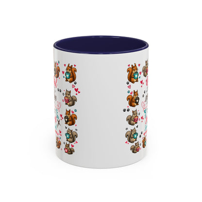 Accent Coffee Mug — "A Girl Can't Survive on Coffee Alone" Cute Squirrel Faith Mug