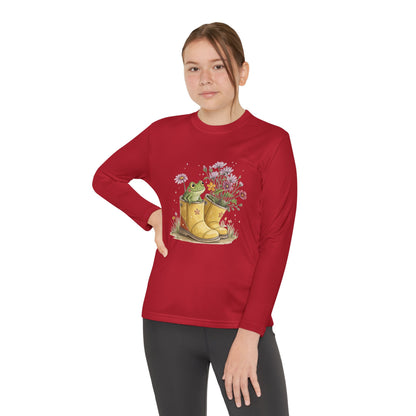 Youth Long Sleeve Tee — Froggy Garden Boots Illustration