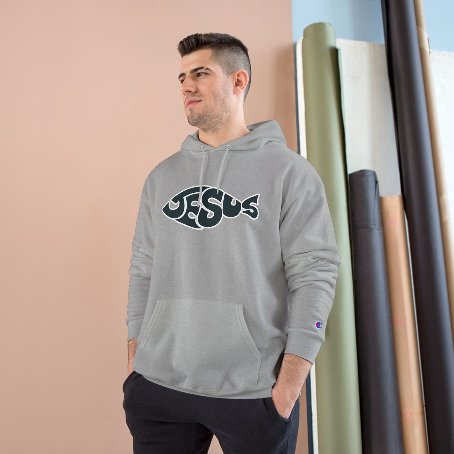 Faith-Inspired Champion Hoodie, Religious Apparel, Christian Gift, Hoodie with Jesus Design, Casual Wear, Spiritual Comfort