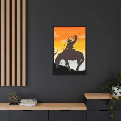 Framed Cowboy Rodeo Art Print Canvas Wall Decor Western Home Decor Rustic Cowboy Gift Equestrian Wall Art Country Themed Art Housewarming Gift