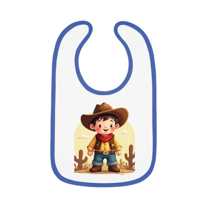 Cowboy Baby Bib with Contrast Trim, Cute Toddler Bib, Western-Themed Baby Gift, Infant Feeding Bib, Baby Shower Gift