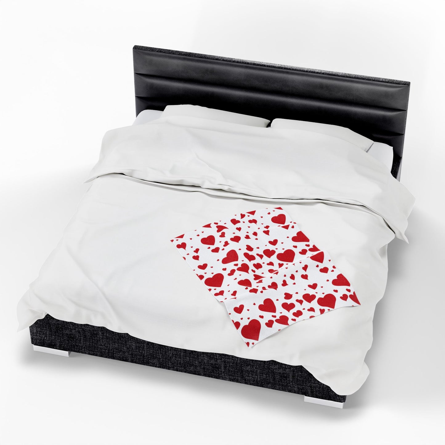 Velveteen Plush Blanket — Red Heart Pattern Cozy Throw for Valentine’s Day & Romantic Gifts