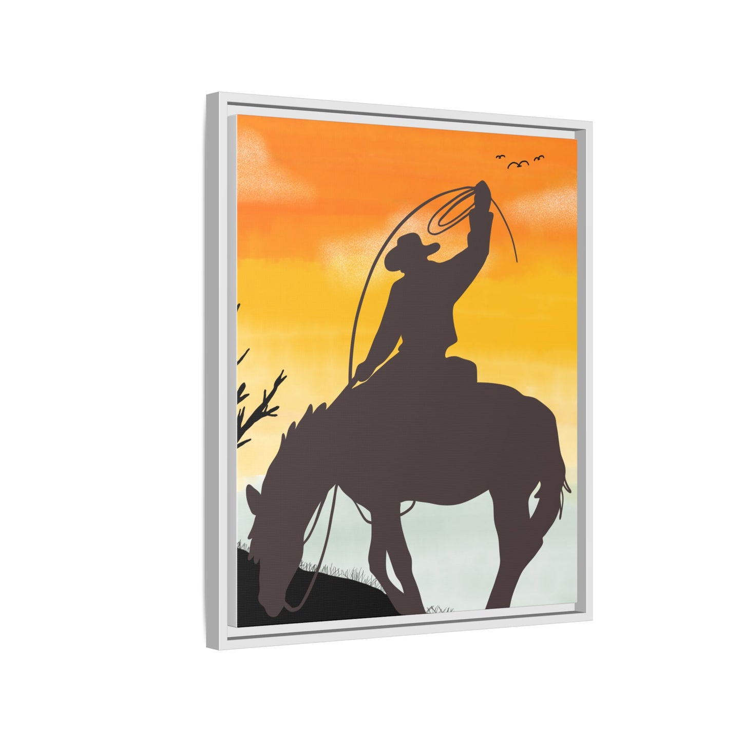 Framed Cowboy Rodeo Art Print Canvas Wall Decor Western Home Decor Rustic Cowboy Gift Equestrian Wall Art Country Themed Art Housewarming Gift