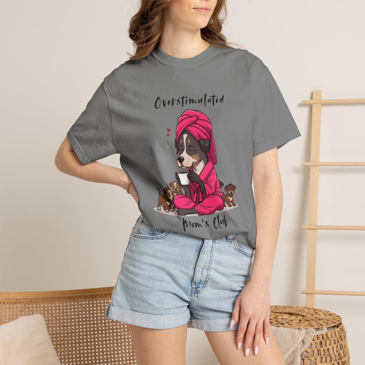 dog mom shirt, tired mama tee, overstimulated mom, mother tshirt, funny puppy shirt, puppy graphic tee, coffee lover gift, exhausted parent, dog mom gift, mama shirt, funny mom tee, puppy mom shirt...
