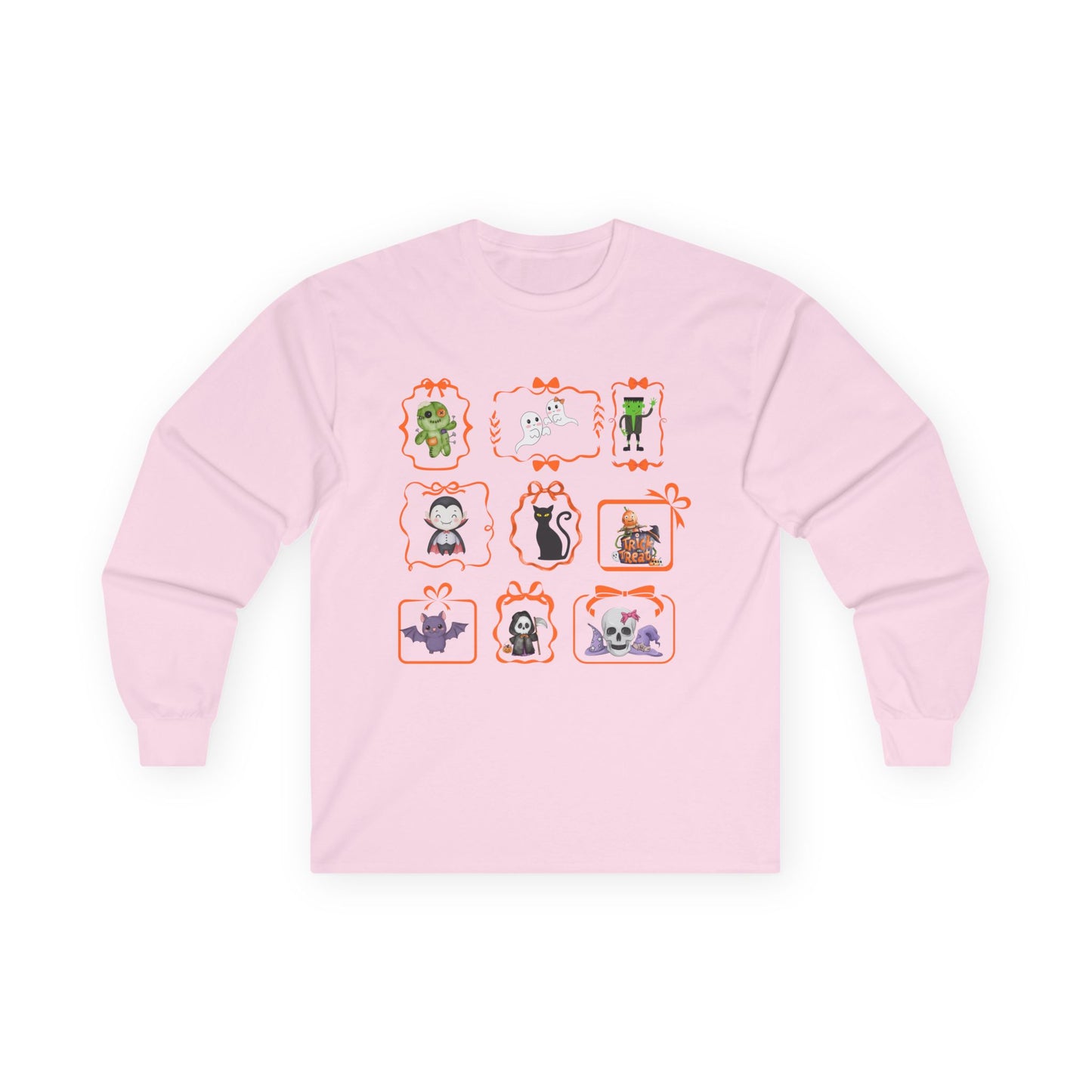 T-Shirt Funny Cartoon Character Long Sleeve Tee Unisex Gift Cute Top for Kids and Adults Perfect for Halloween Holidays Casual Wear