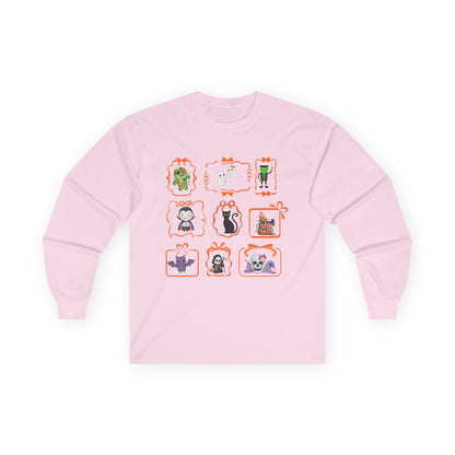 T-Shirt Funny Cartoon Character Long Sleeve Tee Unisex Gift Cute Top for Kids and Adults Perfect for Halloween Holidays Casual Wear