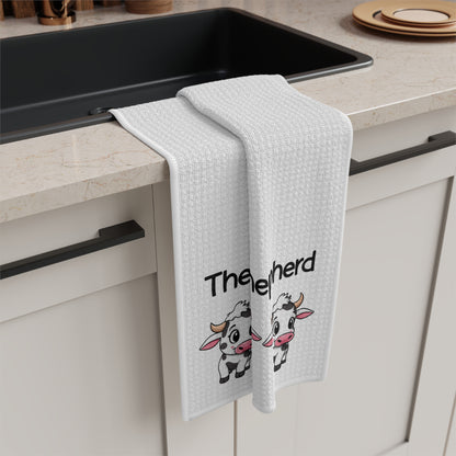 Tea Towel — "The Lord Is My Shepherd" Cute Cow Devotional Kitchen Towel
