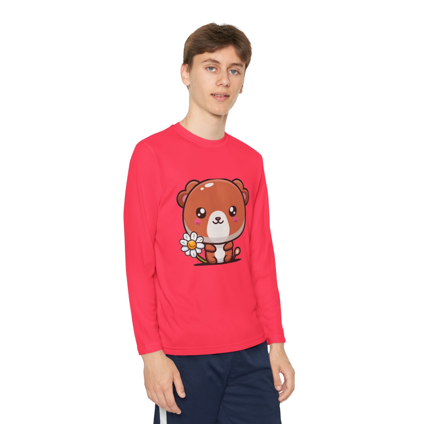 T-Shirt Cute Bear Youth Long Sleeve Competitor Tee Kids Bear Shirt Playful Tee for Boys and Girls Adorable Spring Apparel Gift