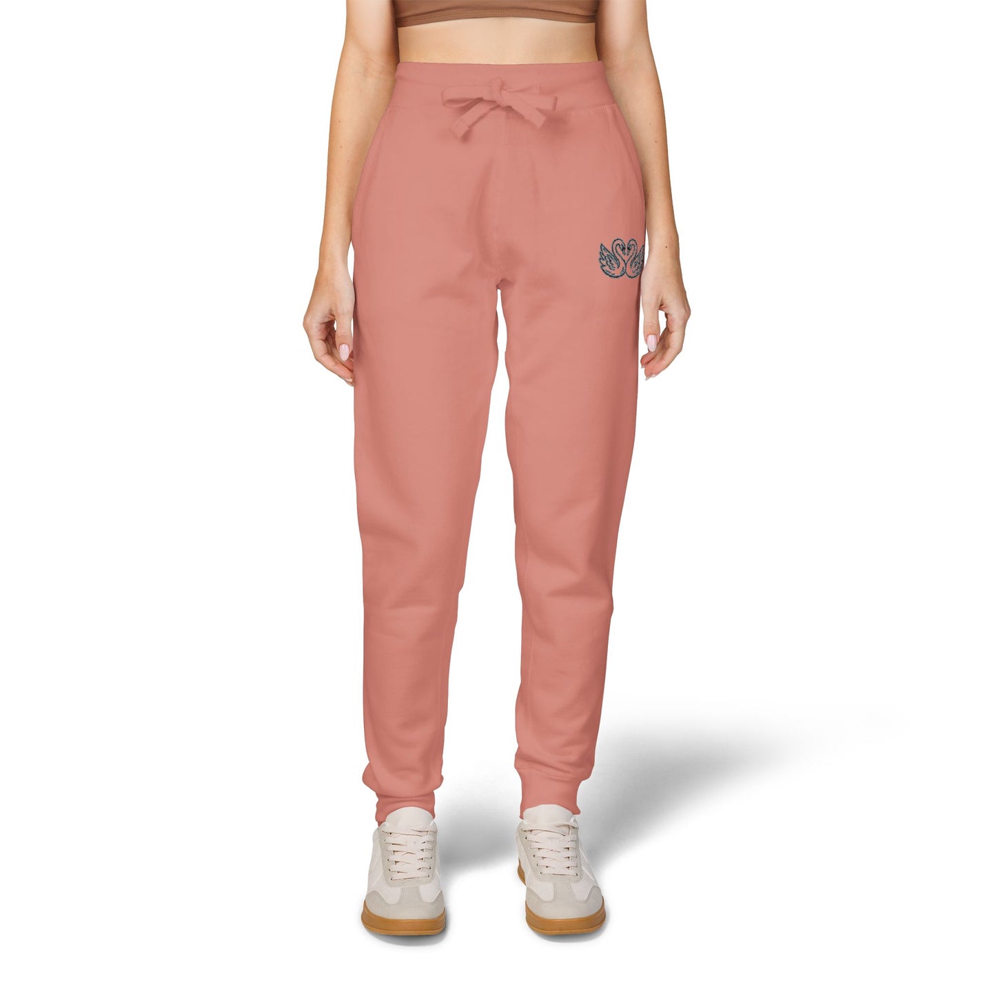 Embroidered Unisex Fleece Sweatpants - Cozy Comfort in Blush Pink