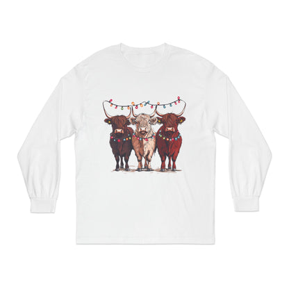 T-Shirt Unisex Classic Long Sleeve Cute Christmas Cows Gift For Anyone Holiday Attire Seasonal Fun