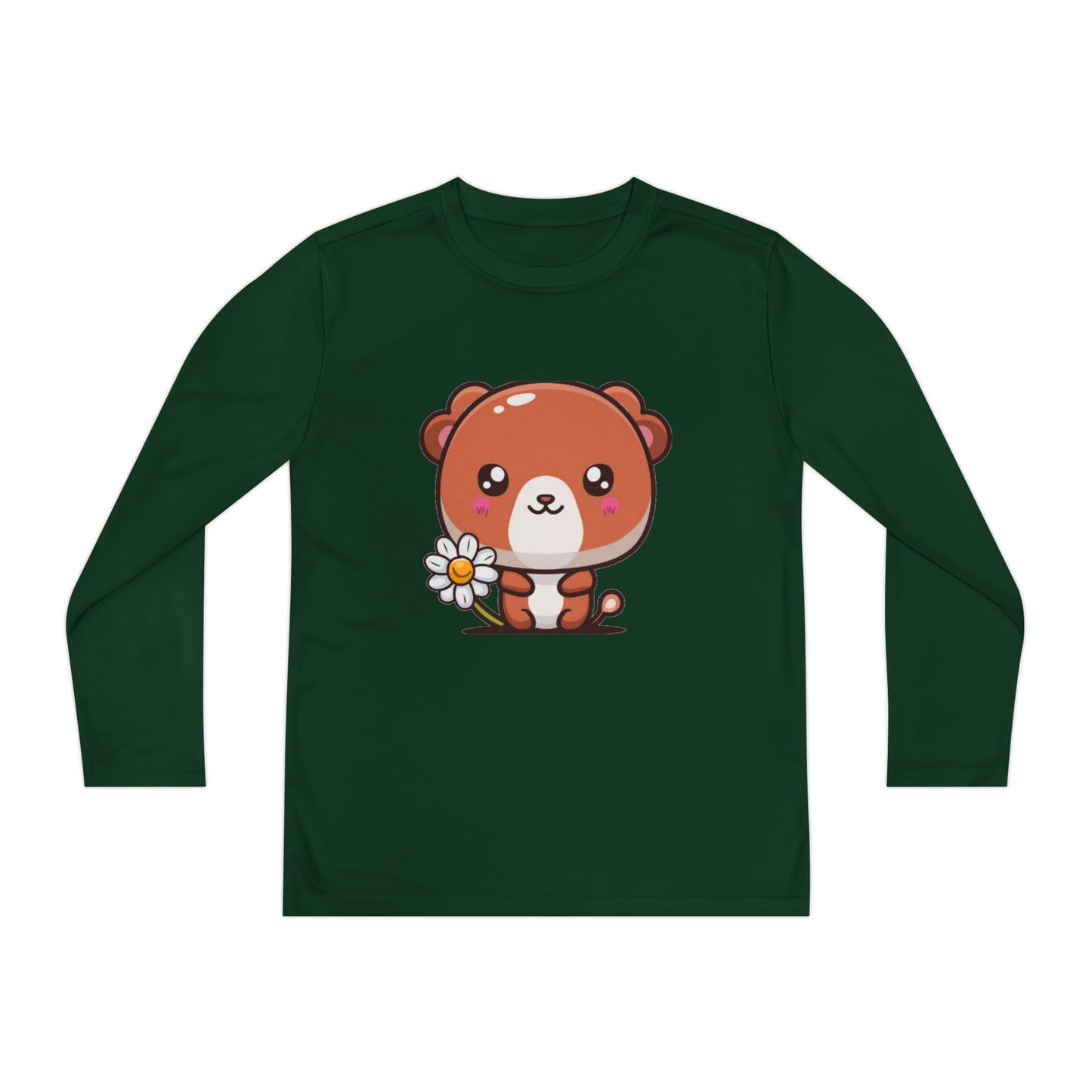 T-Shirt Cute Bear Youth Long Sleeve Competitor Tee Kids Bear Shirt Playful Tee for Boys and Girls Adorable Spring Apparel Gift
