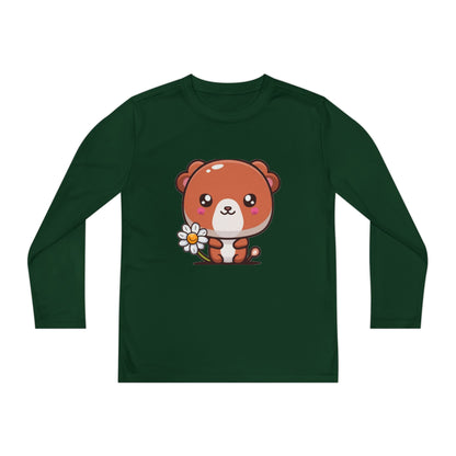 T-Shirt Cute Bear Youth Long Sleeve Competitor Tee Kids Bear Shirt Playful Tee for Boys and Girls Adorable Spring Apparel Gift