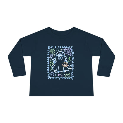 T-Shirt Cute Ghost Toddler Long Sleeve Tee Halloween Gift Kids' Halloween Shirt Autumn Outfit Playful Toddler Clothing