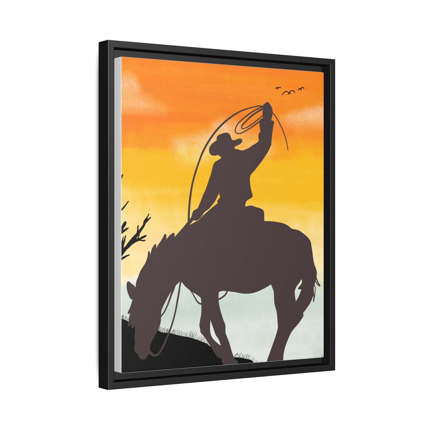 Framed Cowboy Rodeo Art Print Canvas Wall Decor Western Home Decor Rustic Cowboy Gift Equestrian Wall Art Country Themed Art Housewarming Gift