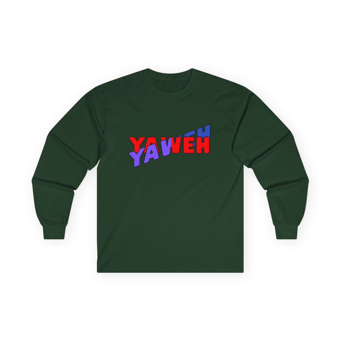 T-Shirt Long Sleeve Tee with 'YAWEH' Design Comfortable Casual Wear Gift for Friends or anyone Unique Shirt for Everyday Christian Style