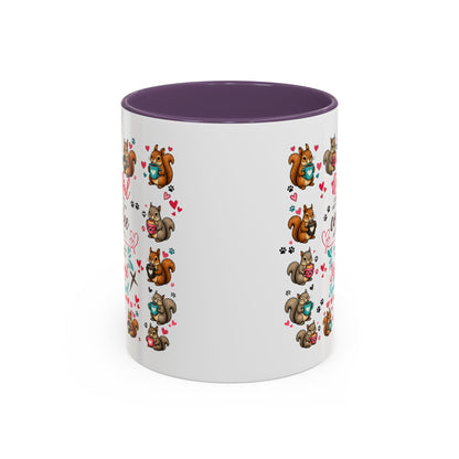 Accent Coffee Mug — "A Girl Can't Survive on Coffee Alone" Cute Squirrel Faith Mug