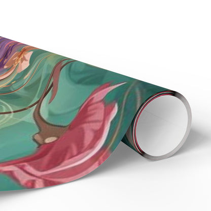 Floral Watercolor Wrapping Paper Roll — Pink Rose & Mint Gift Wrap