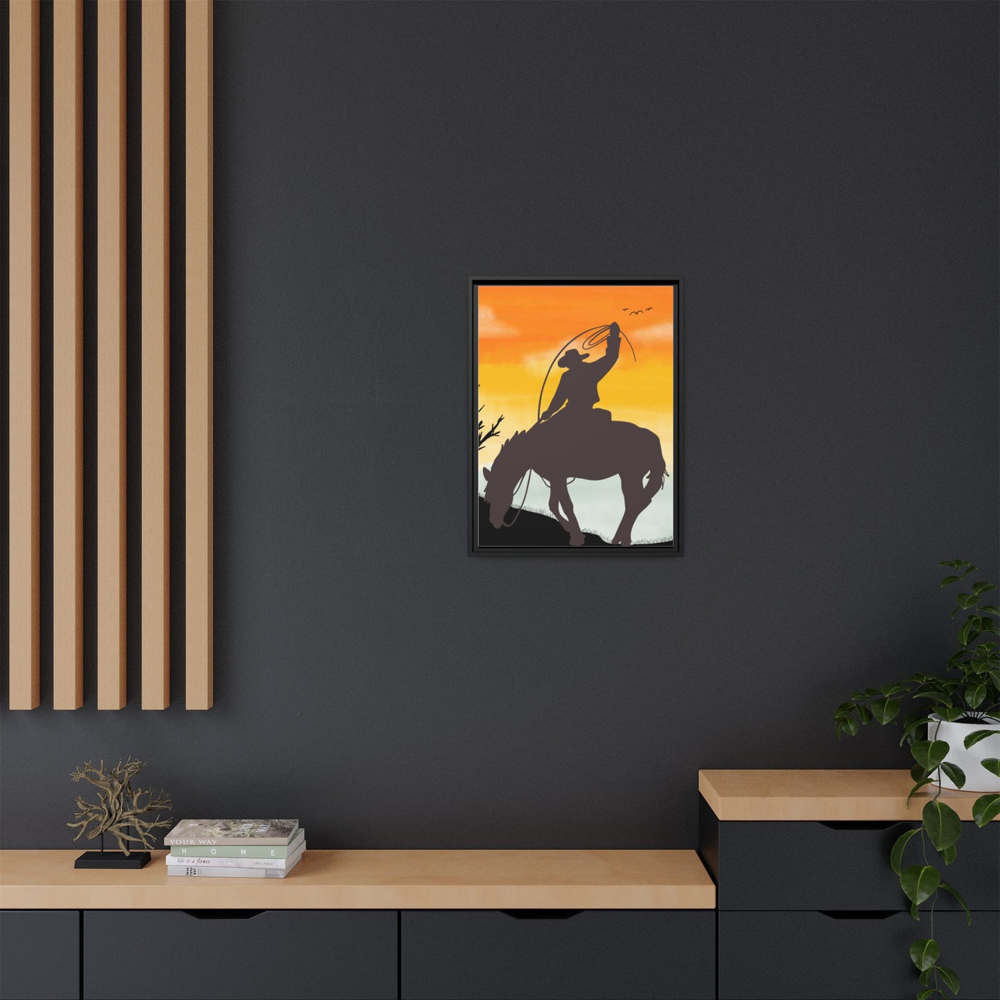 Framed Cowboy Rodeo Art Print Canvas Wall Decor Western Home Decor Rustic Cowboy Gift Equestrian Wall Art Country Themed Art Housewarming Gift