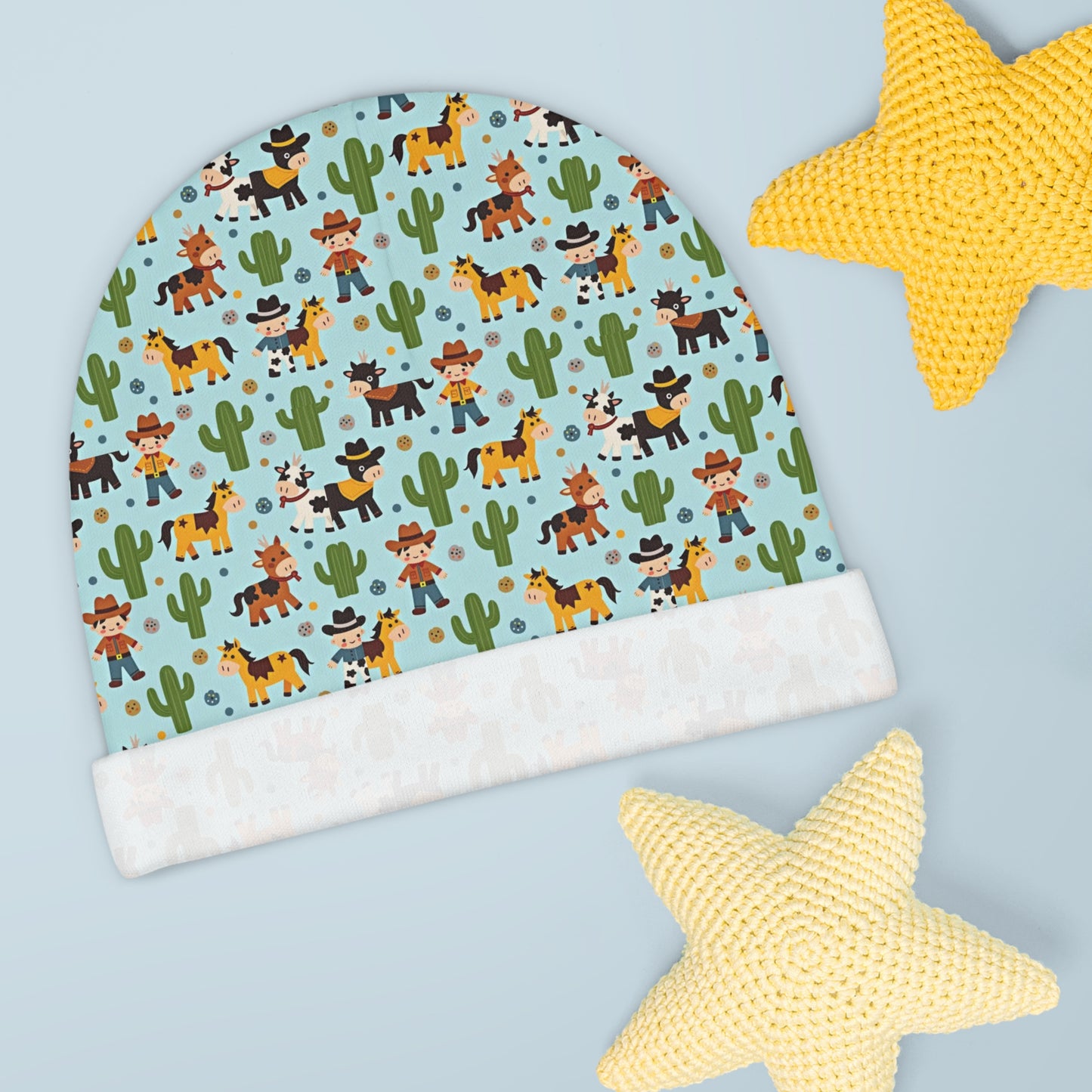 Whimsical Cowboy Baby Beanie, Cute Western Hat for Infants, Baby Shower Gift, Toddler Beanie, Nursery Decor