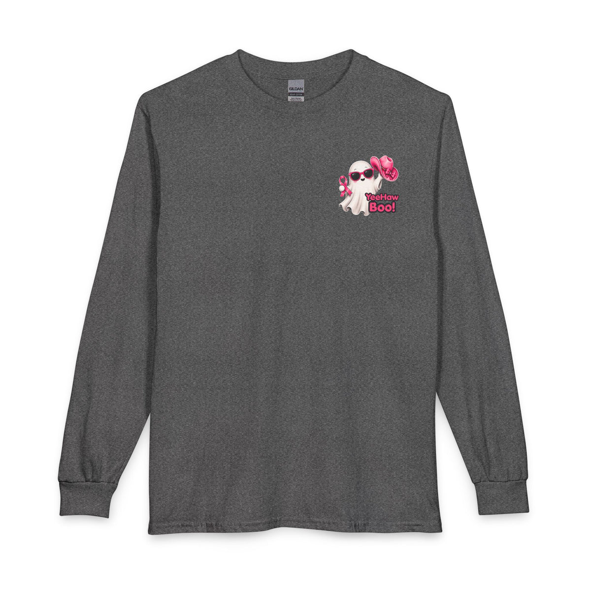Breast Cancer Awareness Long Sleeve — "In October We Wear Pink" Ghost Tee