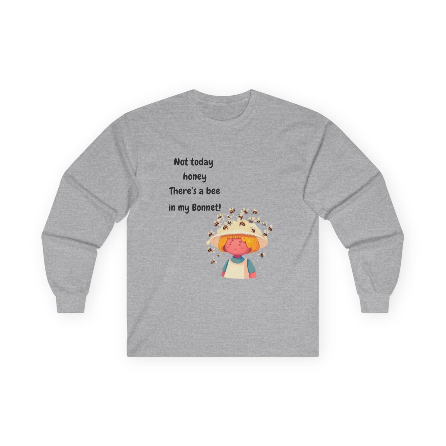 T-Shirt Unisex Long Sleeve Tee with Funny Bee Design Casual Wear Gift for Her Birthday, Summer Outfit Humorous Shirt