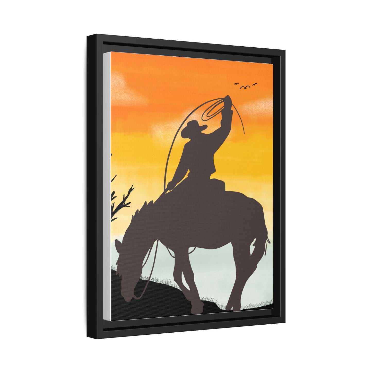 Framed Cowboy Rodeo Art Print Canvas Wall Decor Western Home Decor Rustic Cowboy Gift Equestrian Wall Art Country Themed Art Housewarming Gift