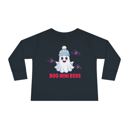 Boo Mini Boss Toddler Long Sleeve Tee Cute Ghost Halloween Matching Family Tee Family Halloween Photo