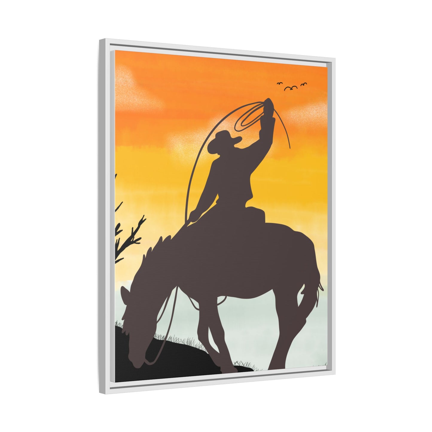 Framed Cowboy Rodeo Art Print Canvas Wall Decor Western Home Decor Rustic Cowboy Gift Equestrian Wall Art Country Themed Art Housewarming Gift