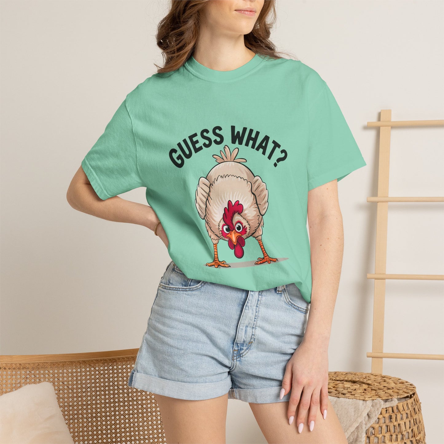 Chicken Butt T-Shirt "Guess What? Chicken Butt!" Funny Novelty Tee Conversation Starter Humorous Statement