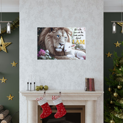 Lion and Lamb Matte Horizontal Poster — "He is the Lion and the Lamb" Christian Wall Art